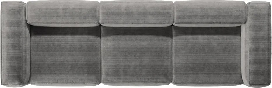 Divano grigio chiaro con rivestimento in velluto a coste 364 cm Bergamo – Cosmopolitan Design