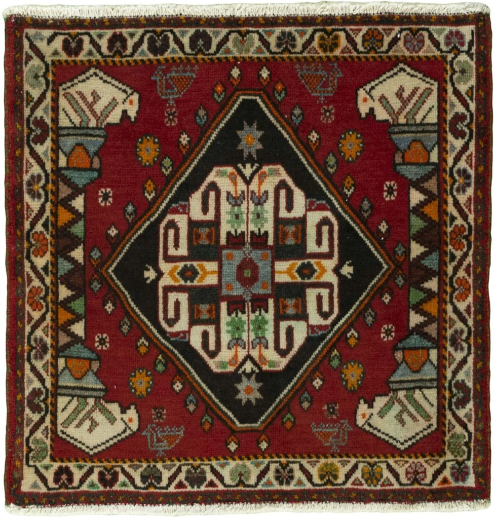 Shiraz Tappeto persiano 60 x 60 Rosso (Iran) Annodato A Mano