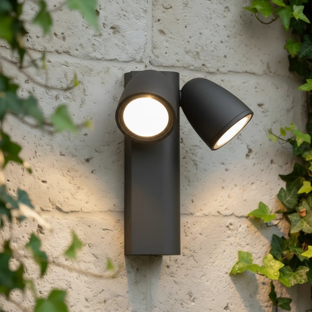 Applique da Esterno Orientabile IP65 2xGU10 serie AXIS - Grigia