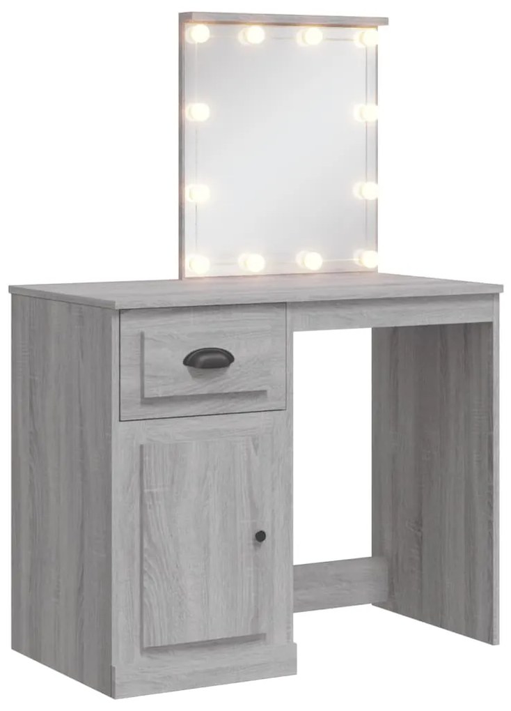 Toeletta con luci led grigio sonoma 90x42x132,5 cm
