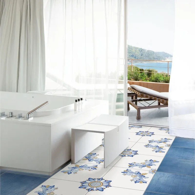 Piastrella da pavimento e rivestimento interno Polveri Vietresi Positano in gres porcellanato lucido blu 60.5 x 60.5cm, Sp. 9 mm traffico intenso (pei 4/5) R9