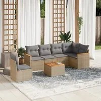 Set Divano da Giardino 7 pz con Cuscini Beige Misto Polyrattan 3226024