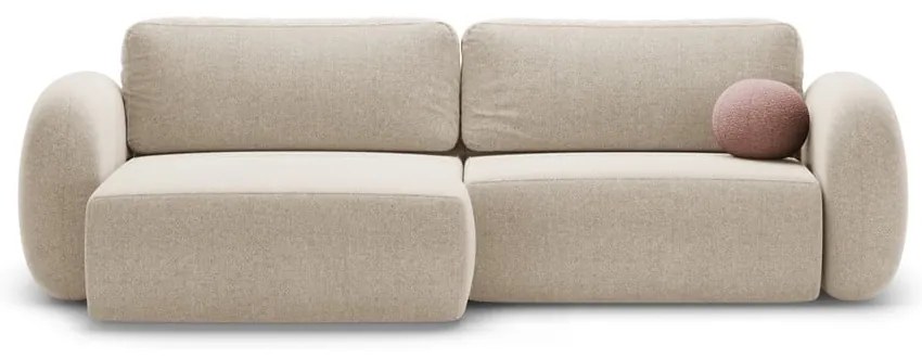 Divano angolare beige allungabile/con contenitore con rivestimento in ciniglia Tonale – Cosmopolitan Design