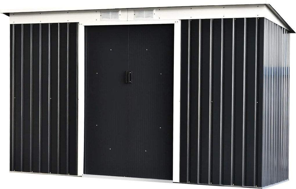 Casetta Box da Giardino in Lamiera per Deposito Attrezzi 277x130x173 cm  Grigio Scuro...