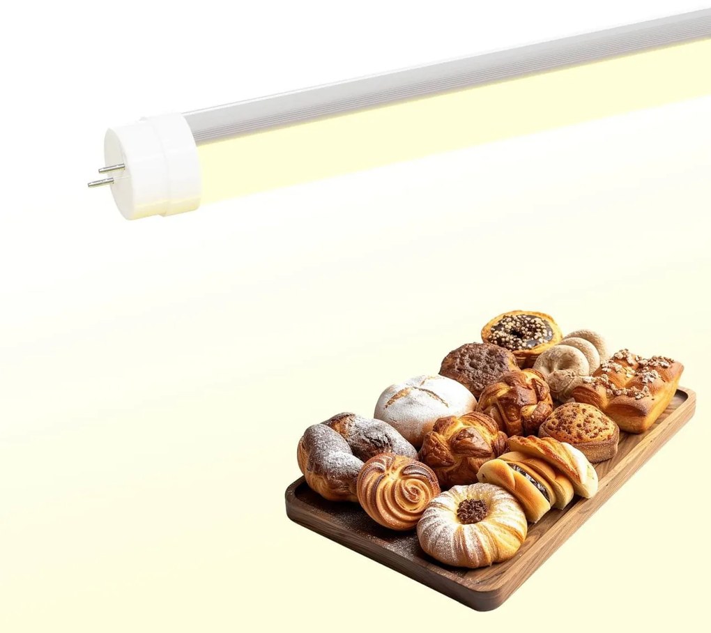 Tubo LED 120cm 20W Pane e prodotti da Forno Colore Bianco Caldo "Oro" CRI 90