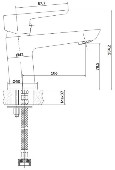 Cersanit S951-047 - Rubinetto del lavandino MILLE 13,4 cm bianco + scarico
