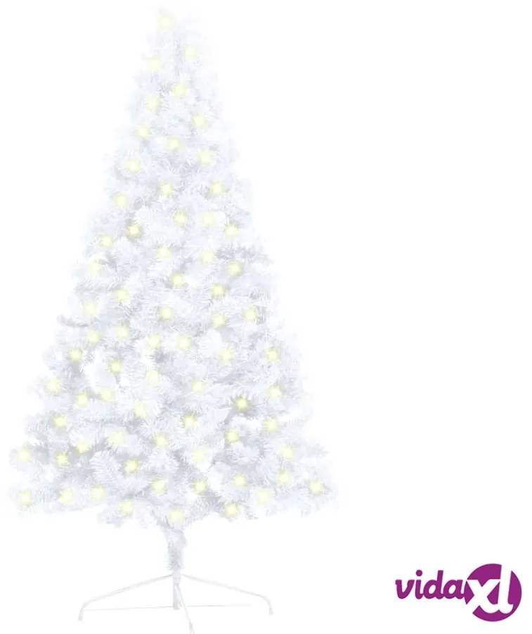 vidaXL Albero Natale Metà Preilluminato con Supporto Bianco 120 cm PVC
