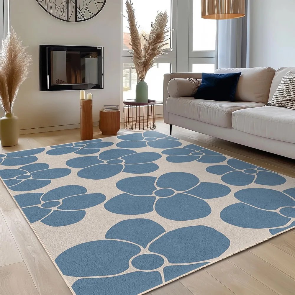 Tappeto blu lavabile 60x100 cm Blue Meadow – Mila Home
