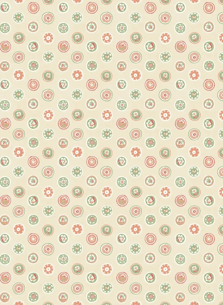 GP & J Baker Carta da parati Court Buttons - Pink/ Green