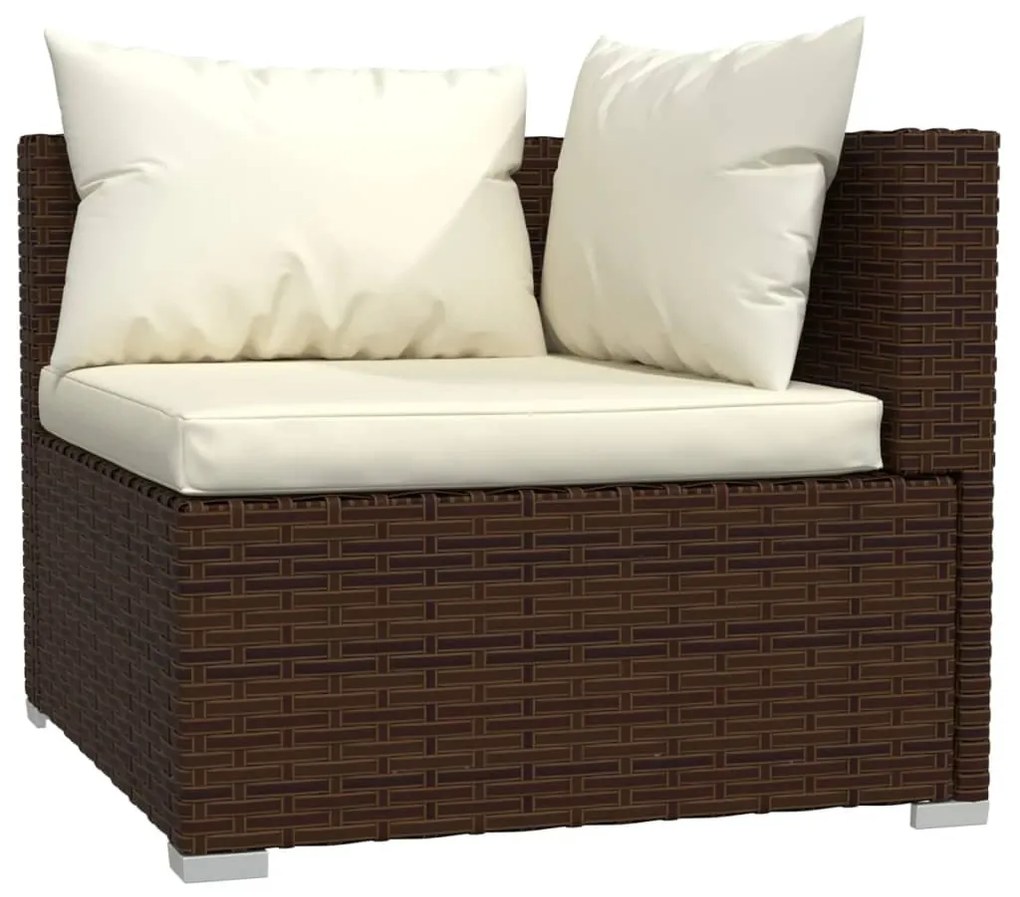 Set Divani da Giardino con Cuscini 5 pz in Polyrattan Marrone