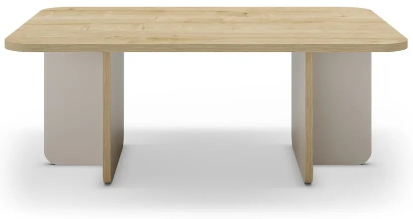 Tavolino da salotto color crema/di colore naturale con piano effetto rovere 56x100 cm Hillary – Marckeric