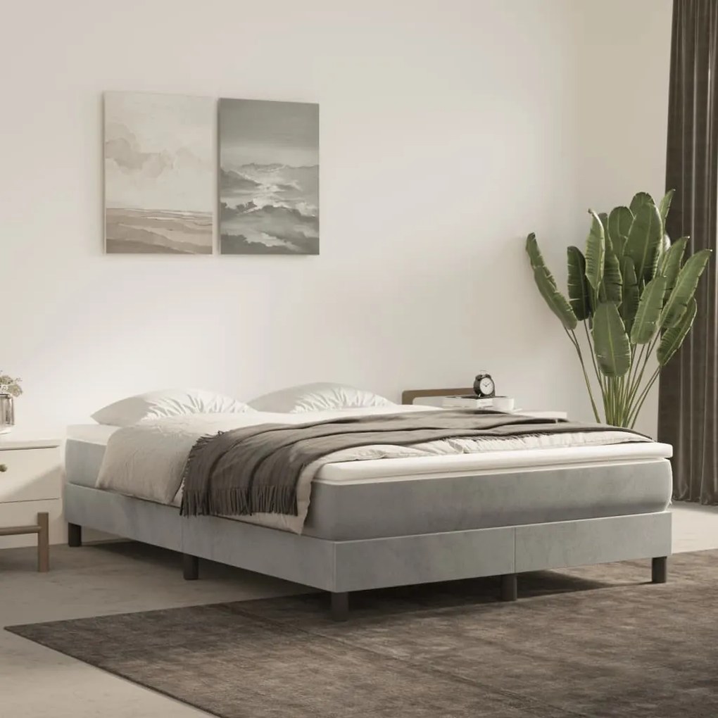 Materasso A Molle Grigio Chiaro 120x210x20 Cm İn Velluto /