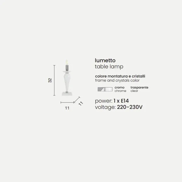 Lampada da tavolo PAGANINI in vetro lavorato a mano Cromo 11x32 cm