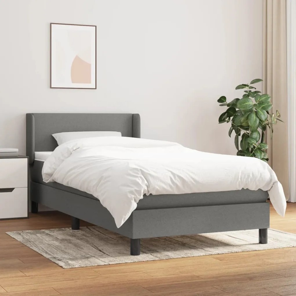 Giroletto A Molle Con Materasso Grigio Scuro 100x200 Cm Tessuto /