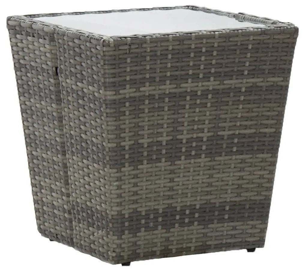 Tavolino grigio 41,5x41,5x43 cm in polyrattan e vetro temperato