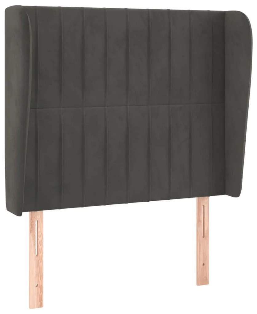 Testiera ad orecchio grigio scuro 93x23x118/128 cm in velluto