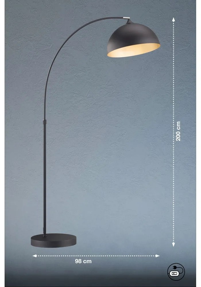 Lampada da terra nera con paralume in metallo (altezza 200 cm) Leitung - Fischer &amp; Honsel