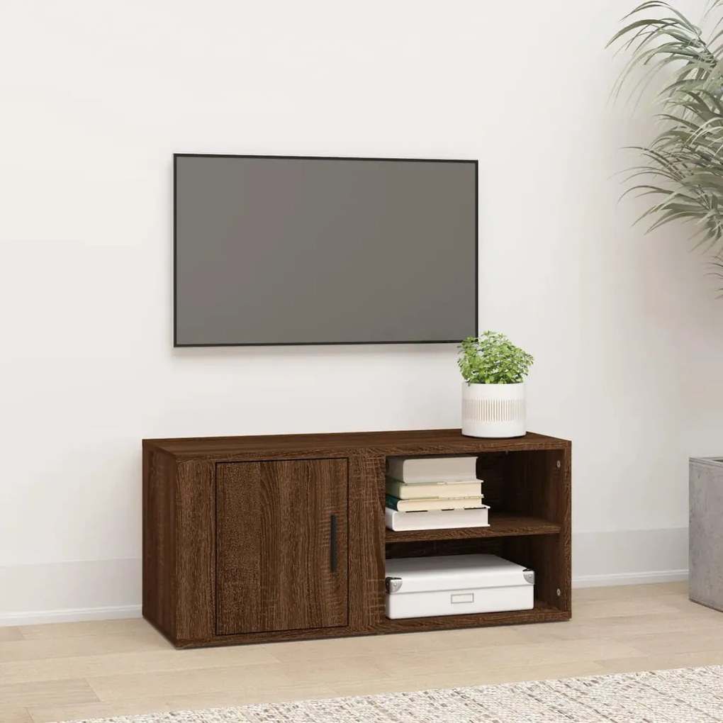 Mobile Per Tv Rovere Marrone 80x31,5x36 Cm İn Legno Multistrato /