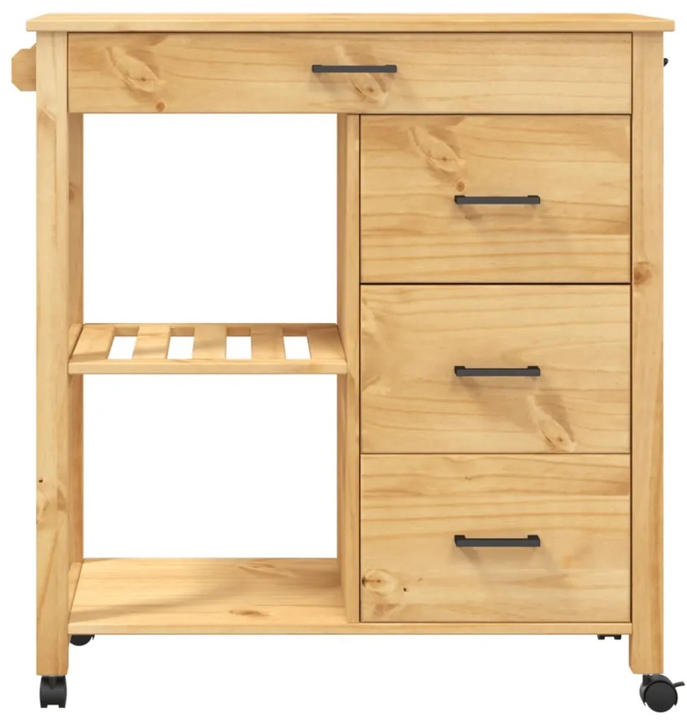 Carrello da cucina monza 84x40x90 cm in legno massello di pino