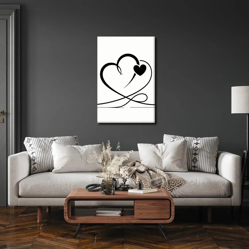 Quadro su tela – Cuori neri minimalisti
