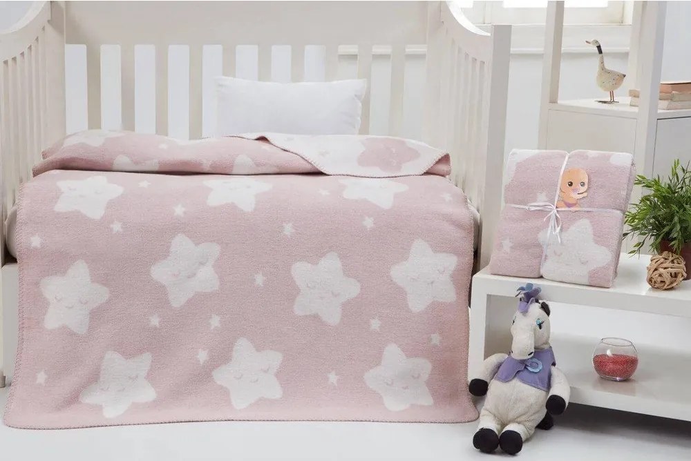 Coperta per bambini rosa chiaro in vello 100x120 cm Star – Mijolnir