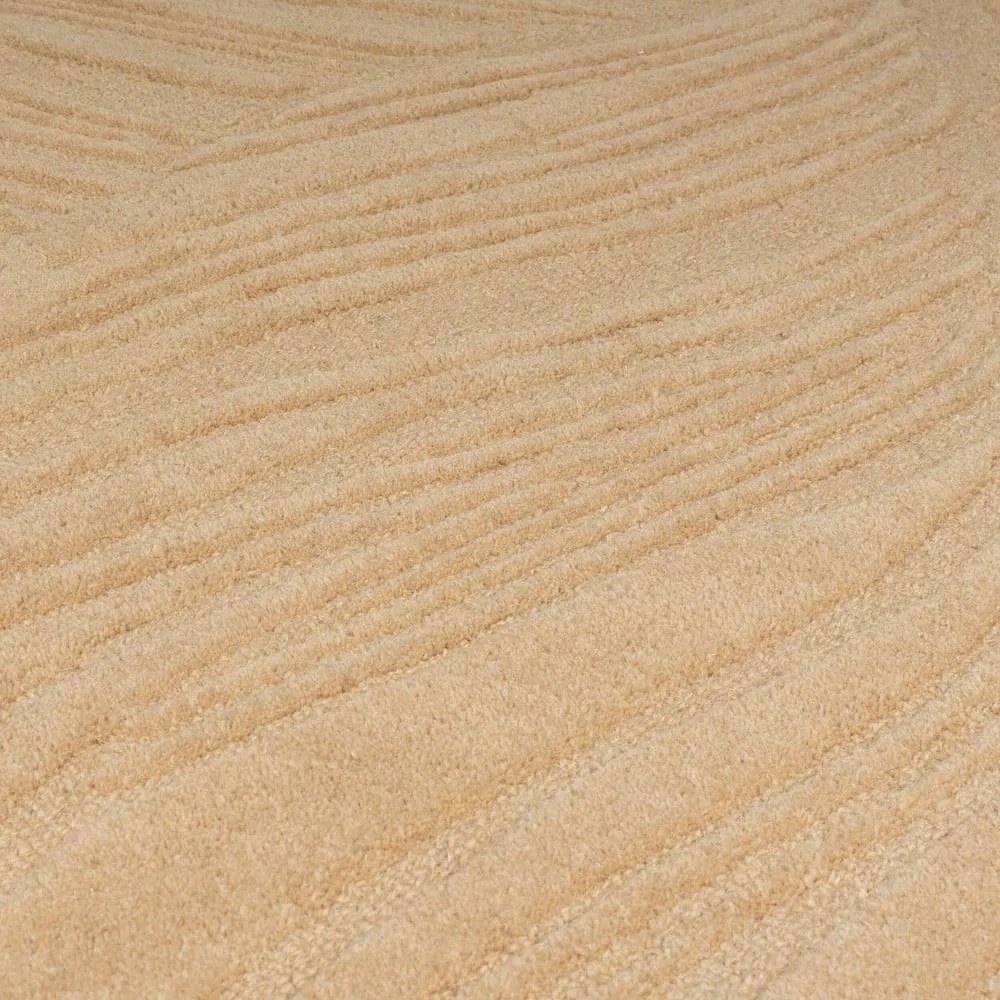 Tappeto in lana marrone chiaro 160x230 cm Lino Leaf - Flair Rugs