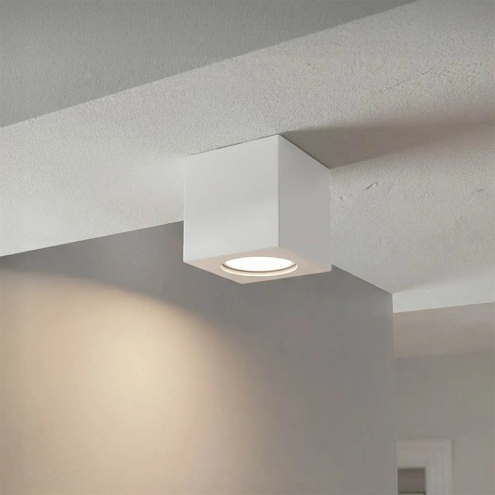 Plafoniera Quadrata 70x70mm h70mm GU10 in Gesso Pitturabile