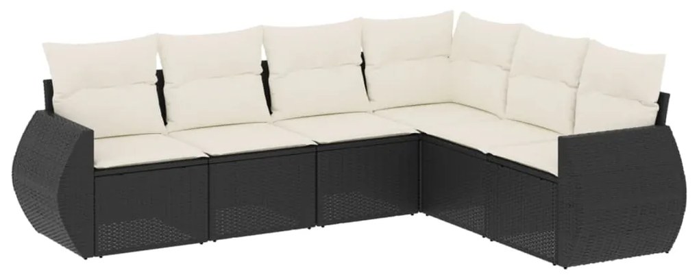 Set divano da giardino 6 pz con cuscini nero in polyrattan