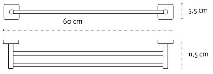 Kamalu - portasalviette doppia barra 60cm in acciaio modello | clode-c