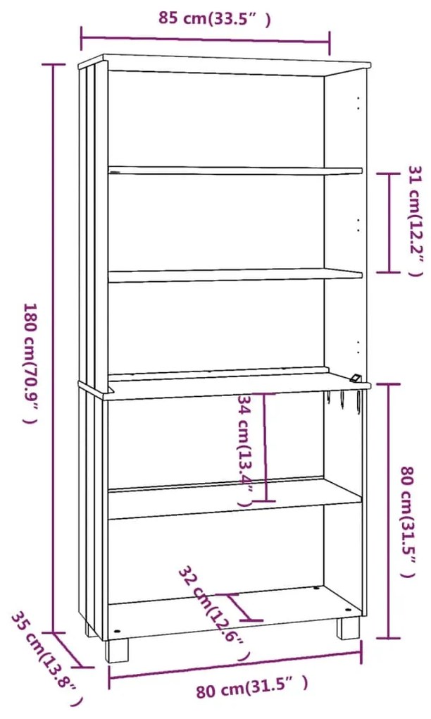 Credenza HAMAR in Legno Massello di Pino Grigio Scuro