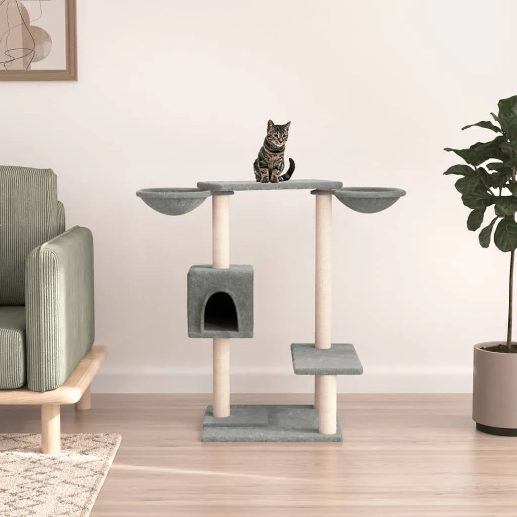 Albero per gatti con tiragraffi grigio chiaro 82 cm