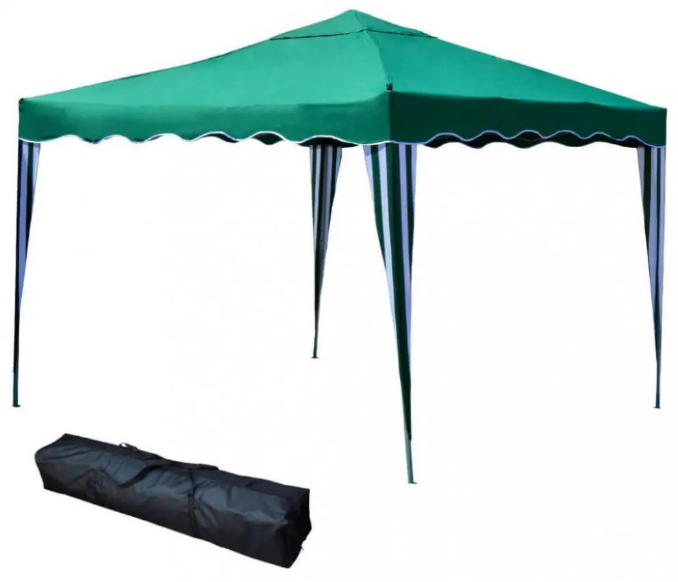 Gazebo pieghevole in metallo 3x3 verde con sacca