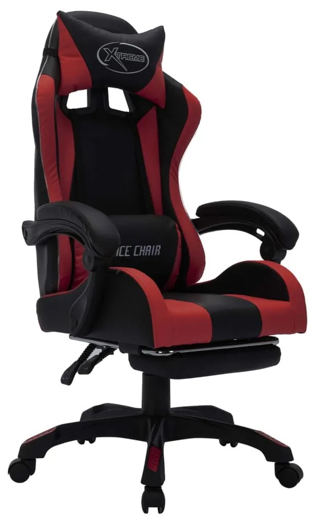 Sedia da gaming con luci a led rgb rosso vino e nera similpelle