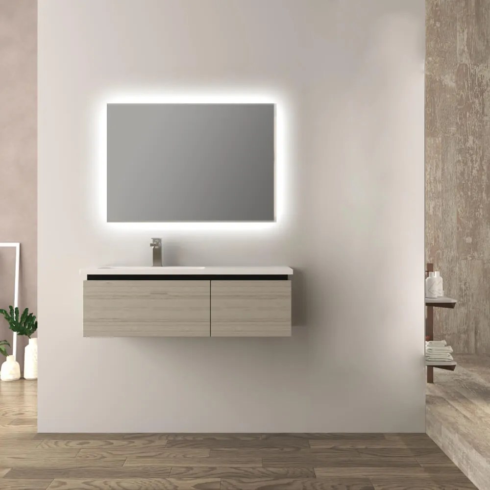 Mobile bagno 100 cm rovere sbiancato Mod. Mono Slide