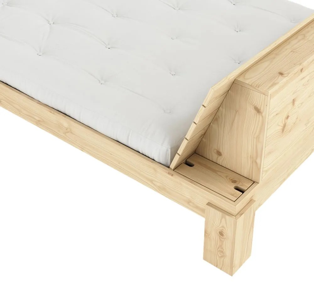 Letto matrimoniale di colore naturale in pino massiccio con rete inclusa 140x200 cm Layers – Karup Design