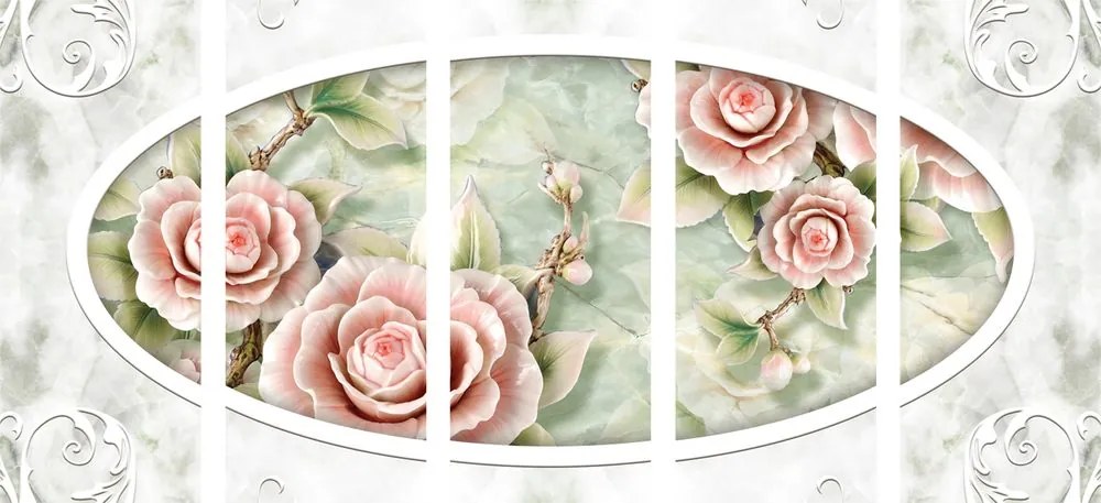 Quadri 5 pezzi – Rose di pietra