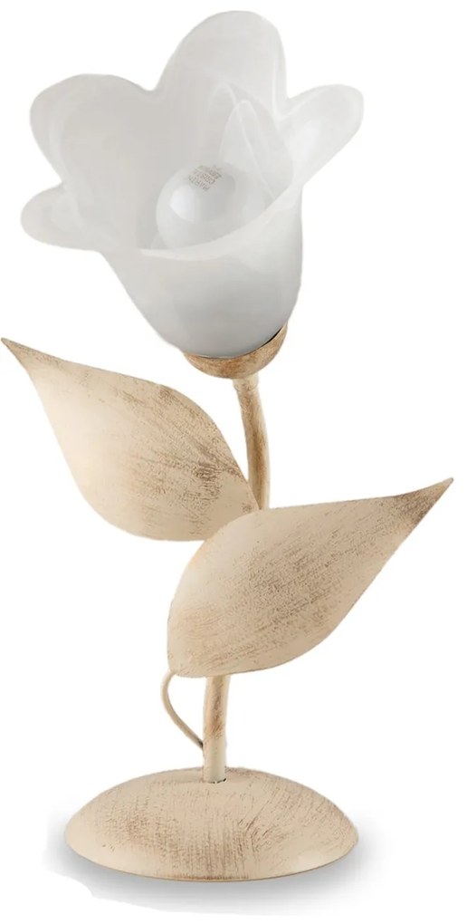 Lumetto 1 Luce Avorio Oro Olga Ferro Battuto Vetro BeLight