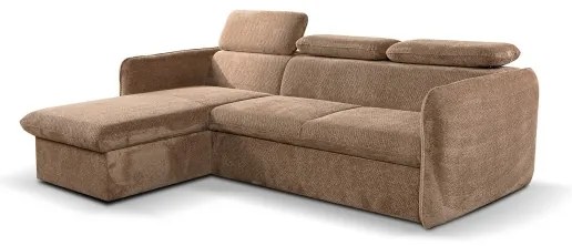 Divano angolare letto BEJA beige con contenitore, lato sinistro