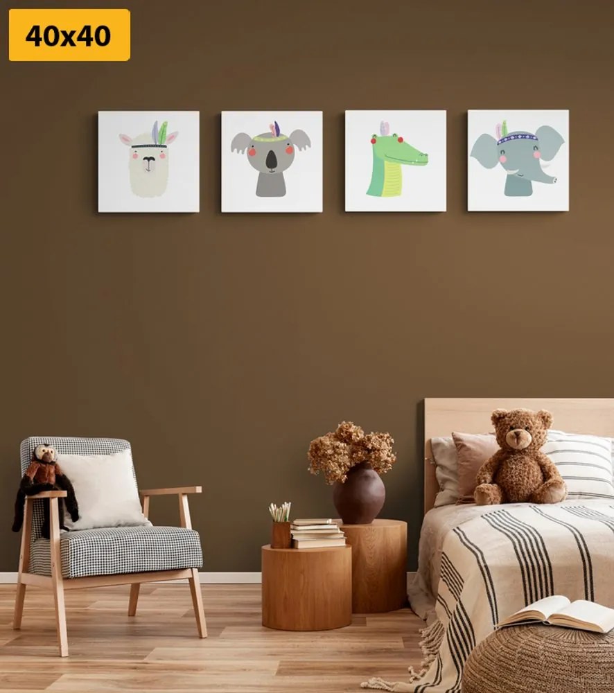 Set di quadri – Animali con piuma indiana