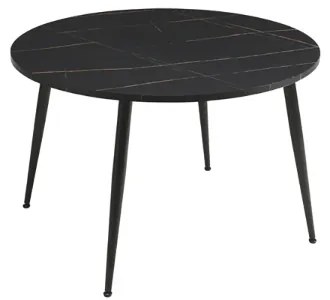 Tavolo rotondo con piano in MDF effetto marmo Nero allungabile a 160 cm HABLA