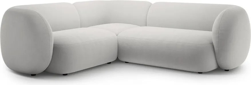 Divano angolare grigio chiaro (con penisola a sinistra/a L) con rivestimento in velluto Kate – Micadoni