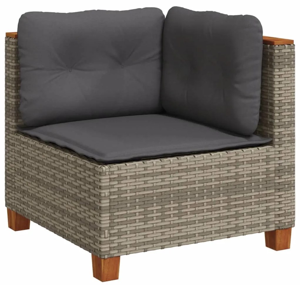 Set divani da giardino 4 pz con cuscini in polyrattan grigio