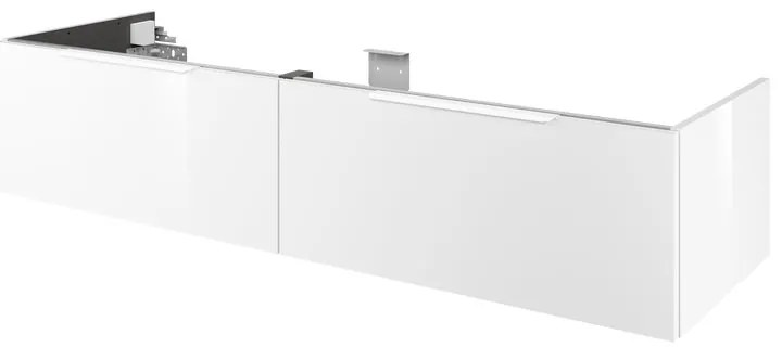 Mobile da bagno sospeso sotto lavabo L 150 x H 32 x P 48 cm bianco, 2 cassetti 2 ante Neo, Apertura con push pull, Maniglie acquistabili separatamente