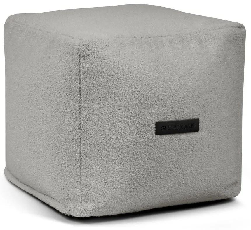 Puof a sacco grigio chiaro con rivestimento in bouclé Up! MooG – SLOWDOWN