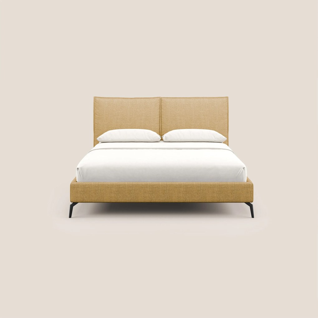 Cloe letto imbottito con piedi in metallo sfoderabile in tessuto fiammato impermeabile T06