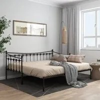 Telaio Divano Letto Estraibile Nero in Metallo 90x200 cm 324758