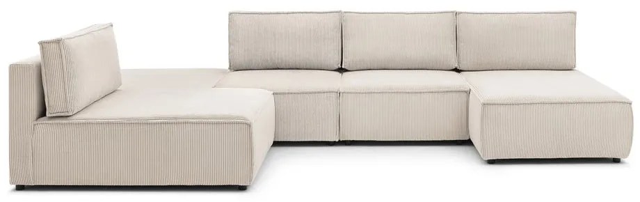 Divano angolare in velluto a coste variabile crema Nihad modular - Bobochic Paris