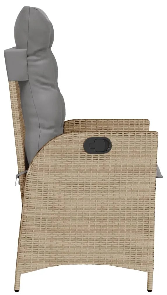 Sedia reclinabile giardino con cuscini beige misto polyrattan