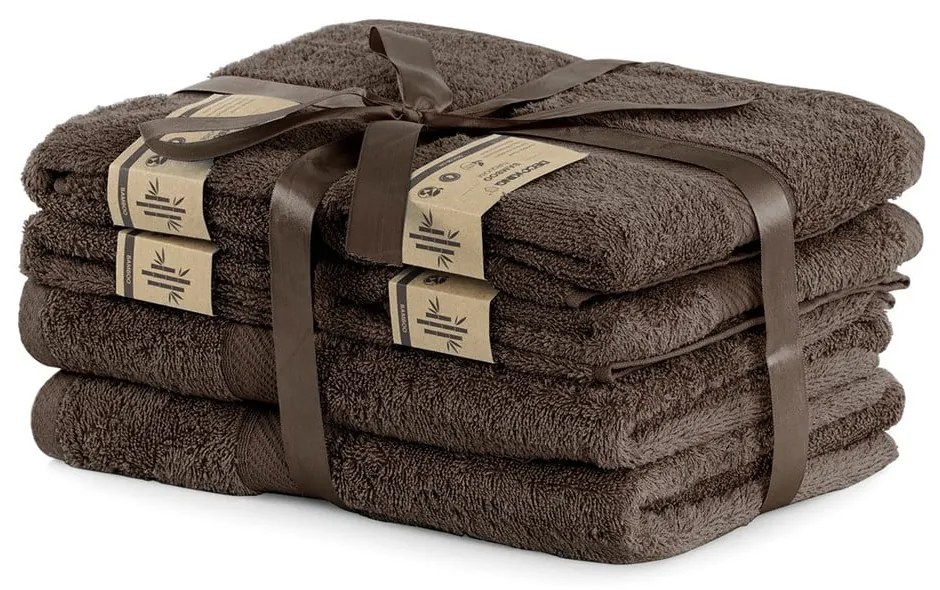 Set di 2 asciugamani marrone scuro e 4 asciugamani marrone Bamby - DecoKing