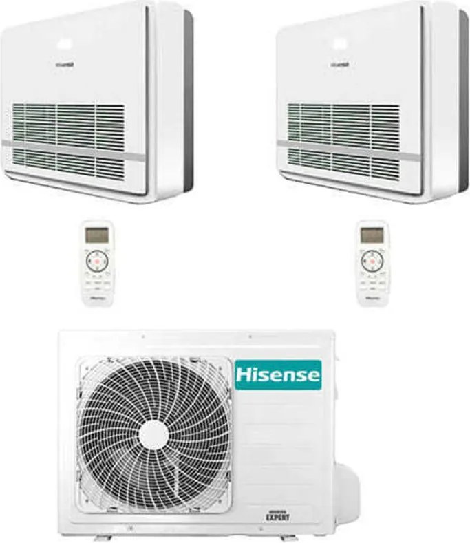 Hisense - Climatizzatore Condizionatore Console Serie Turbo R32 Dual Split Inverter 9000 + 12000 btu con u.e. 2AMW52U4RXC novitá Classe a++/a+